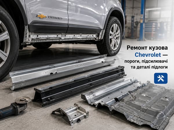 Зовнішній і внутрішній кузовний поріг Chevrolet перед ремонтом