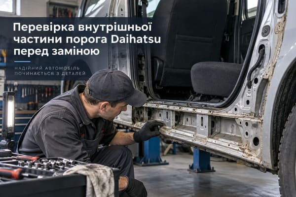 Проверка внутренней части порога Daihatsu перед заменой
