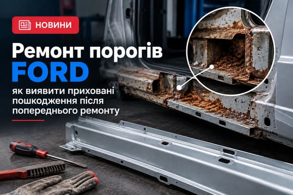 Прихована корозія та старий ремонтний шов на кузовному порозі Ford